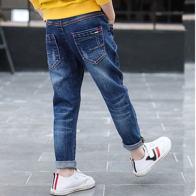 Boys' denim trousers, new style, big children's trousers, spring and autumn children's trousers New