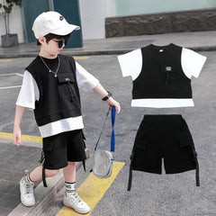 Children's Clothing Boys Summer Short-Sleeved Overalls new