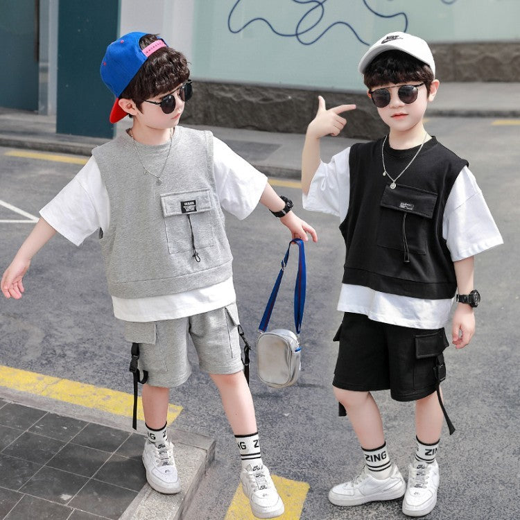 Children's Clothing Boys Summer Short-Sleeved Overalls new