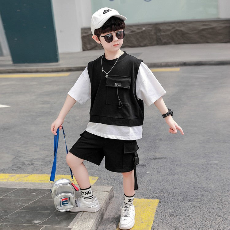 Children's Clothing Boys Summer Short-Sleeved Overalls new