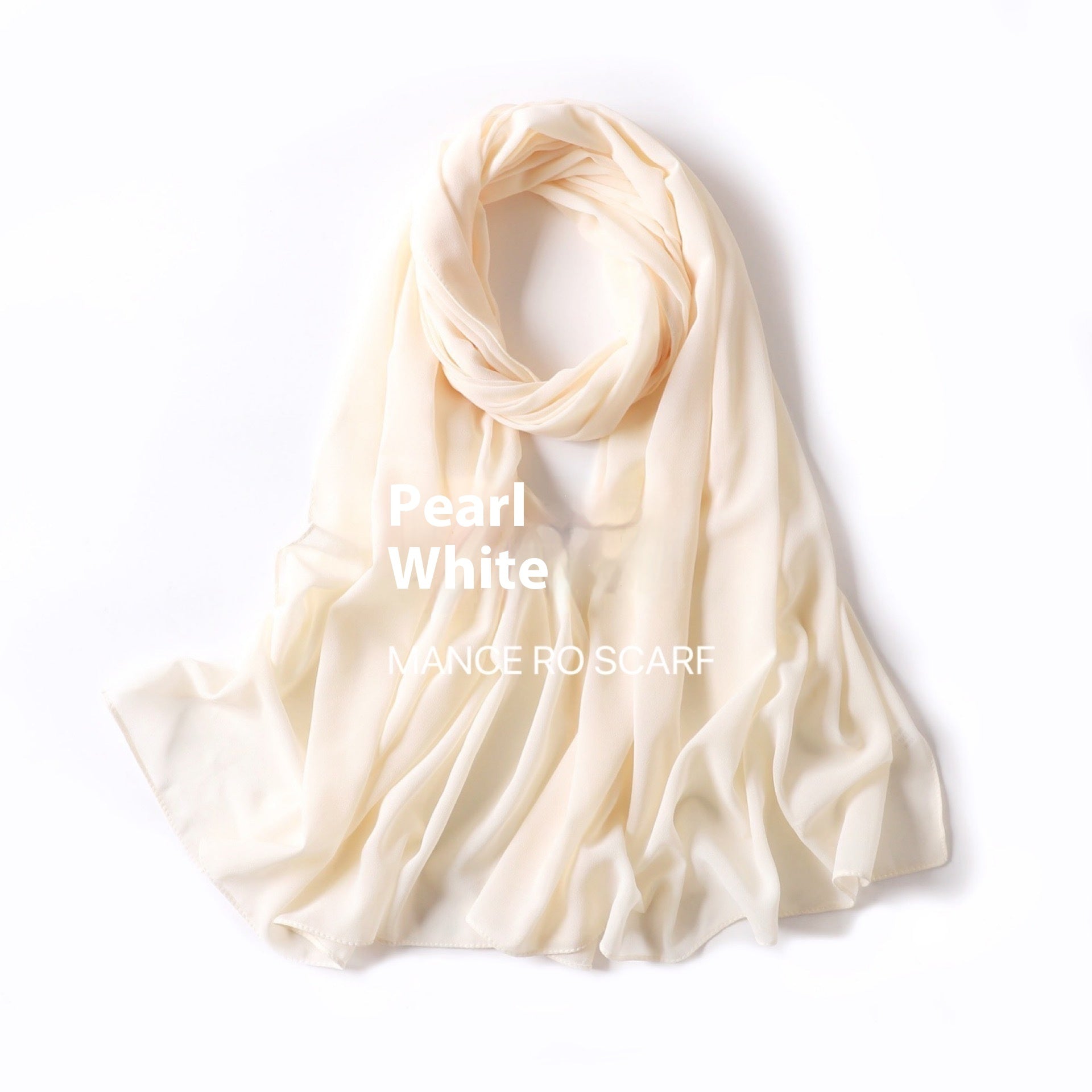 Pure Color Pearl Chiffon Scarf Headcloth Veil Chiffon Scarf - Shopylix